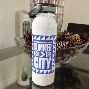 Lincoln Center White and Blue Water Bottle